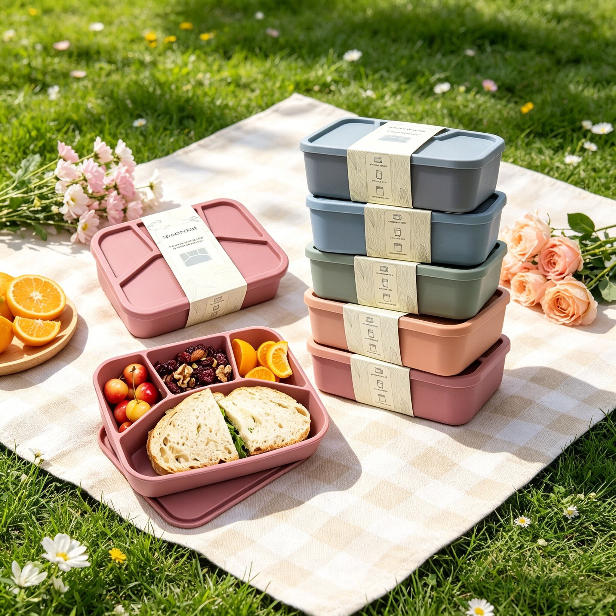 Meal Prep Simple - 1pc Thickened Silicone Bento Lunch Box,