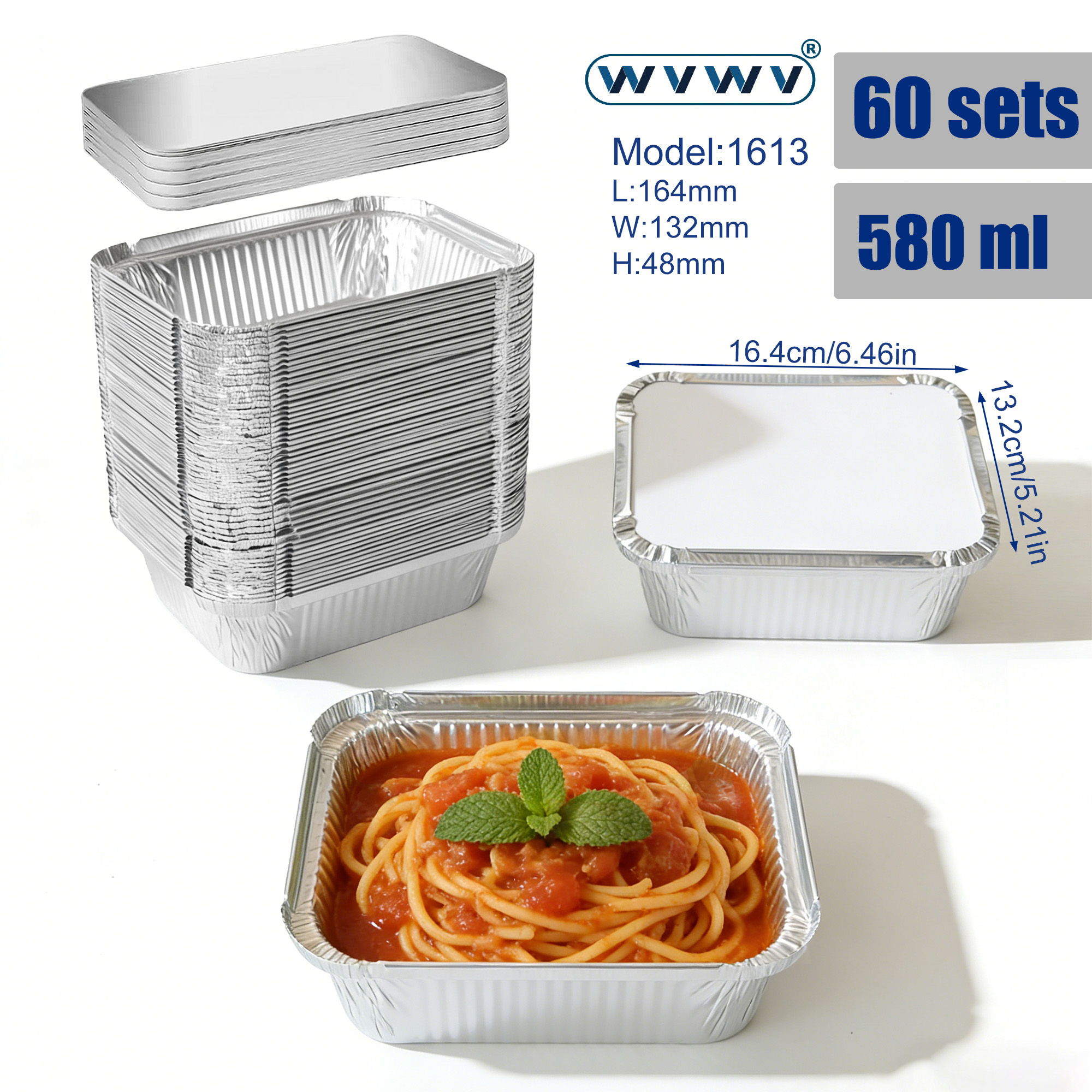 Meal Prep Restaurant - 60Pcs 560ml Disposable Aluminum Foil Food