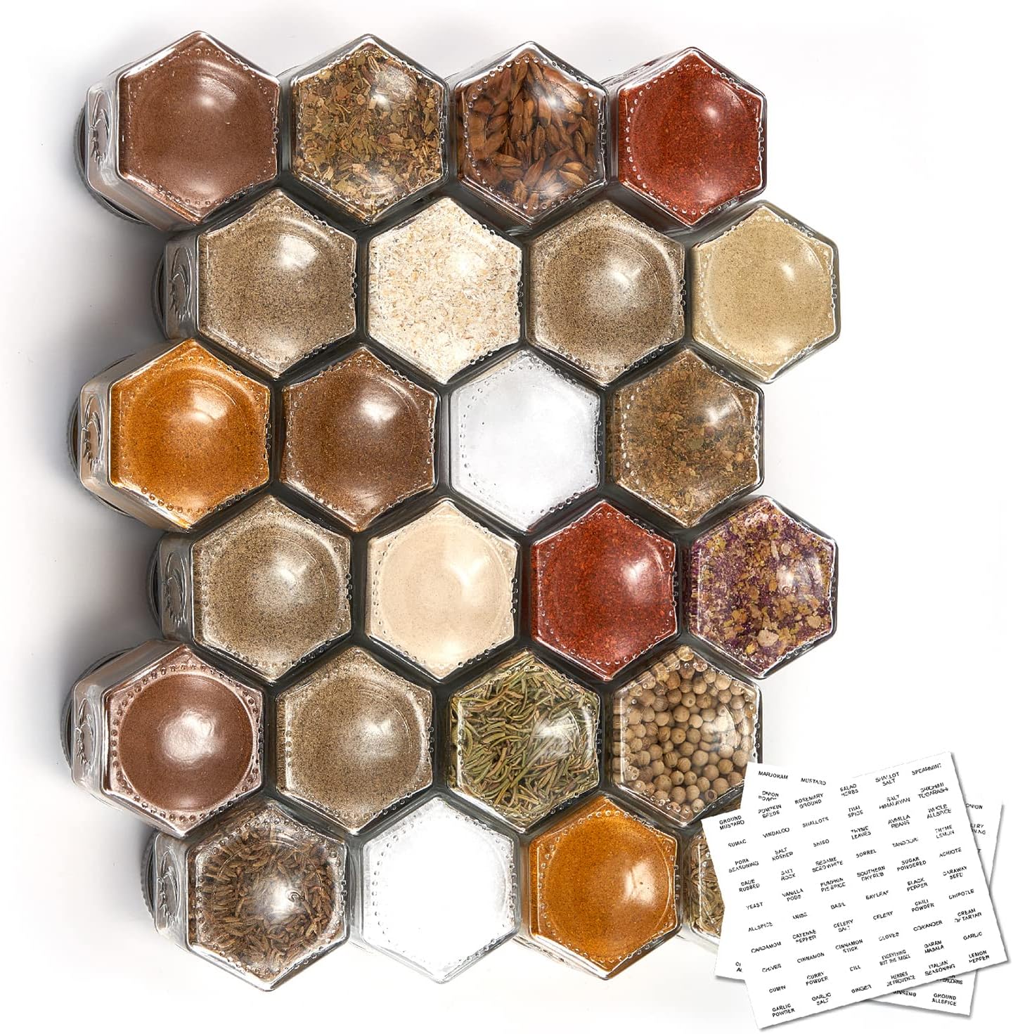 Spice Jar Labels - 24 Hexagon Magnetic Spice Jars with