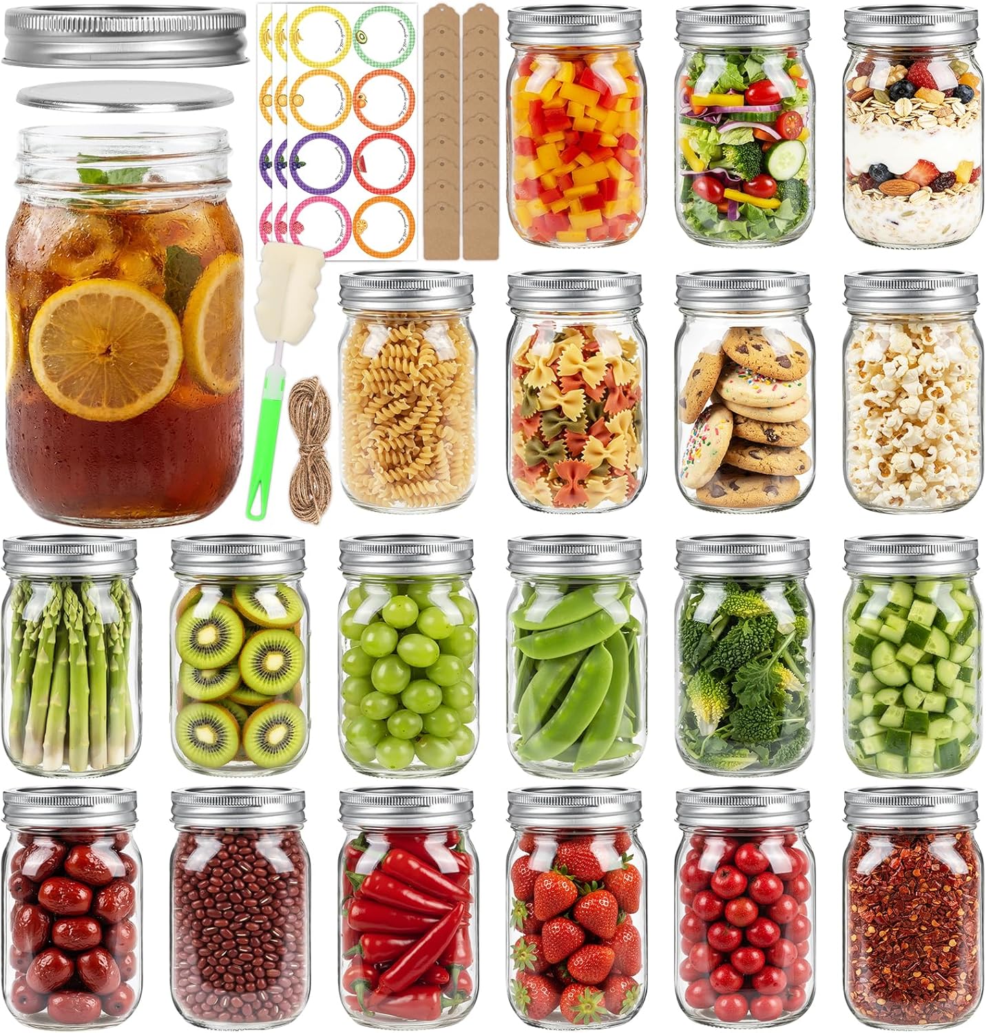 Meal Prep Jars With Lids - 12 oz Jars with Lids 20