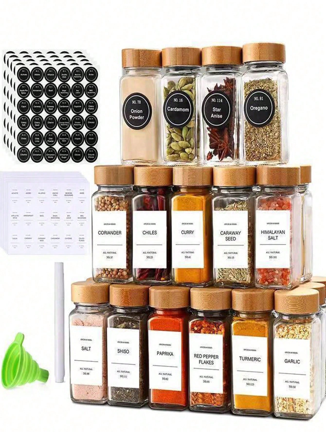 Spice Jar Labels - Spice Jars With Label 12 Pcs,Seasoning