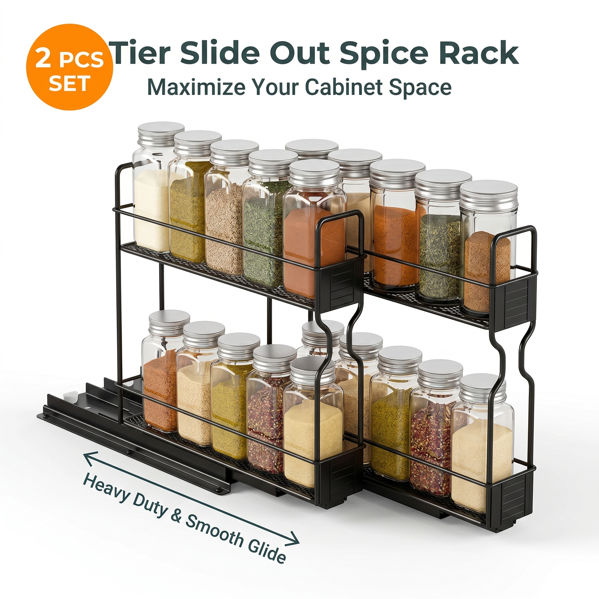 Spice Jar Labels - 2-piece pull-out cabinet organizer | 5.2