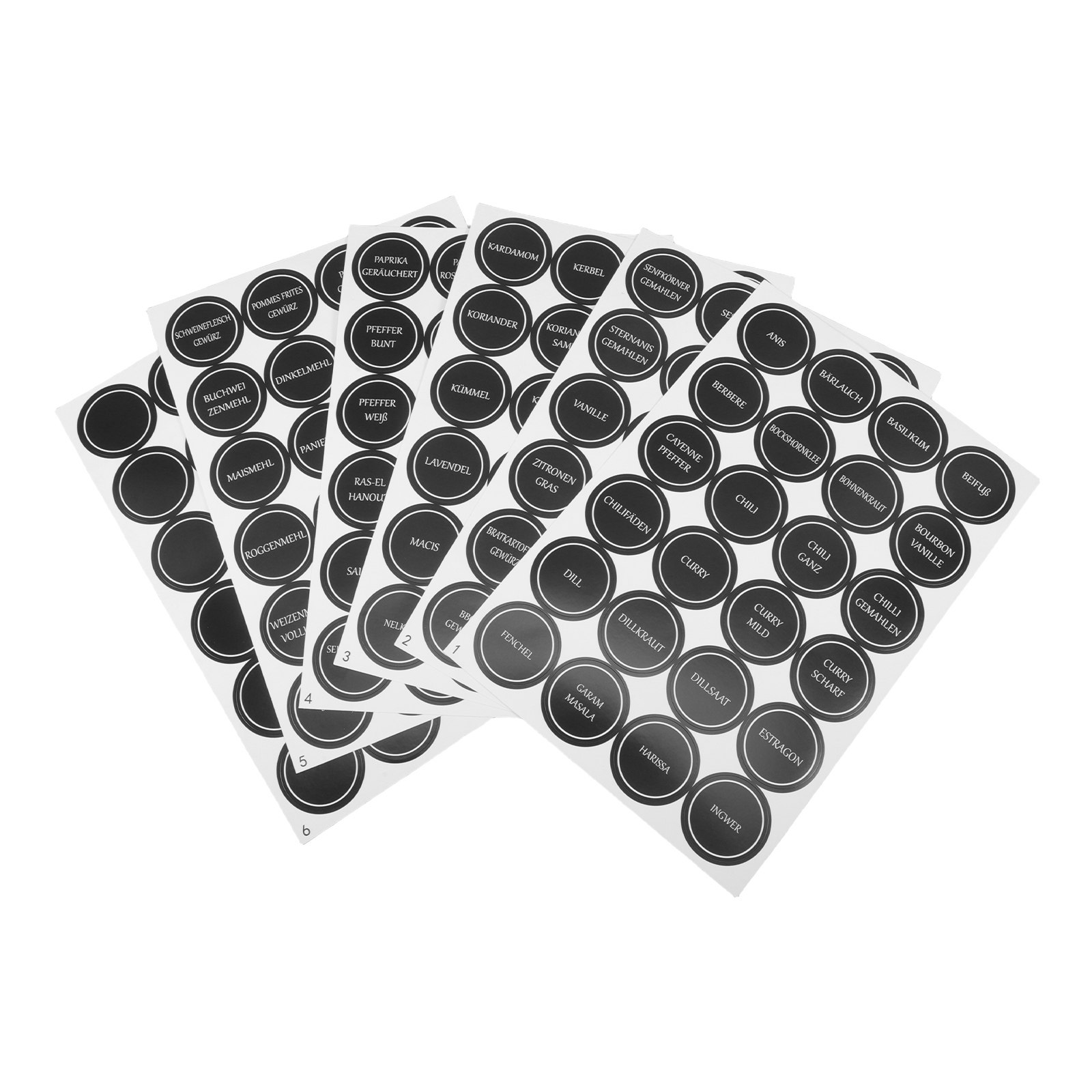 Spice Jar Labels - 6 Sheets Round Spice Jar Labels