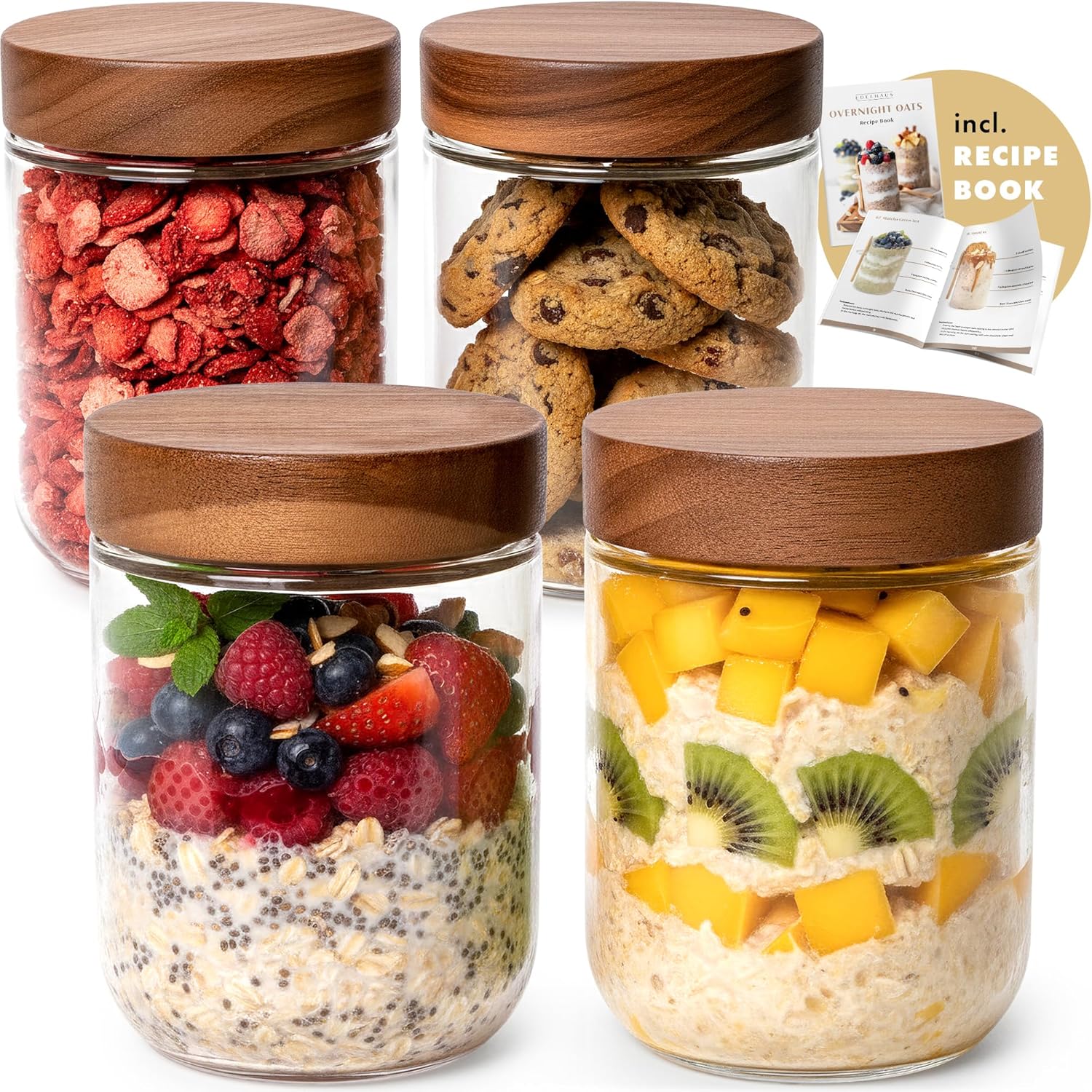Overnight Oats Containers with - Meal Prep Jars With Lids 评论和价格