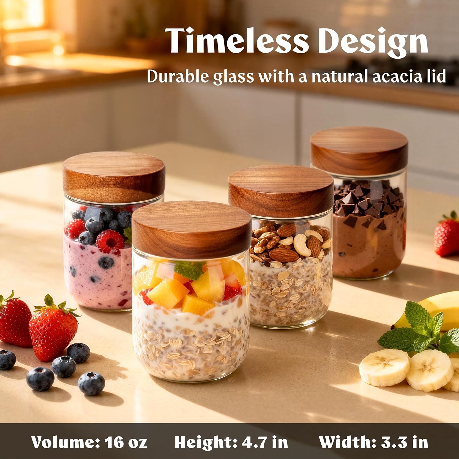 Overnight Oats Containers with - Meal Prep Jars With Lids 评论和价格