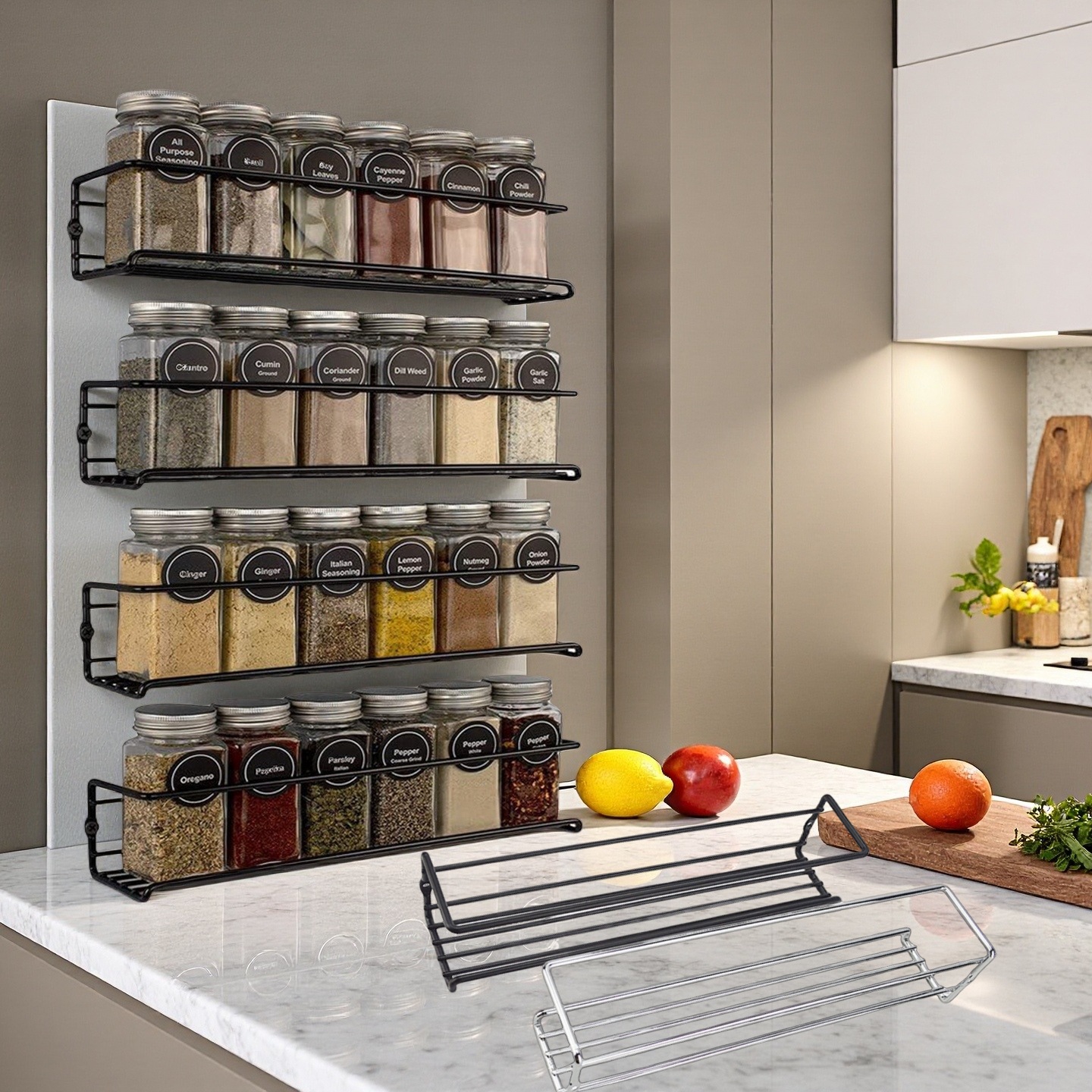 2PCS Kitchen Spice Rack Metal  - Spice Jar Labels 评论和价格