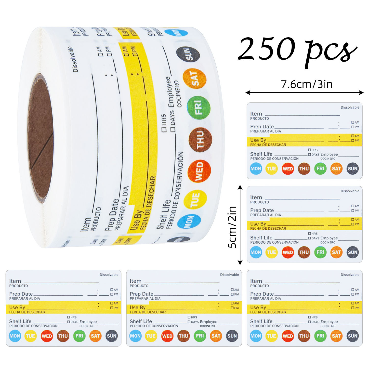 250Pcs/Roll Food Date Labels W - Meal Prep Chef 评论和价格