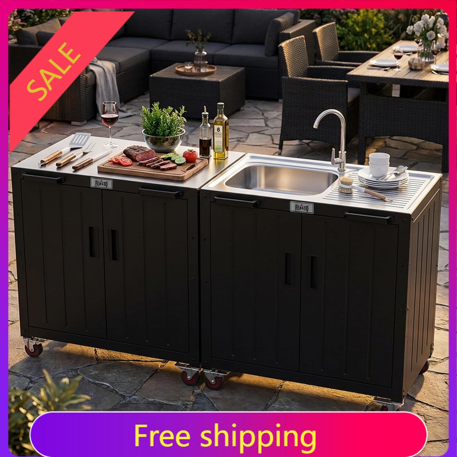 Outdoor Kitchen Island with St - Meal Prep Chef 评论和价格