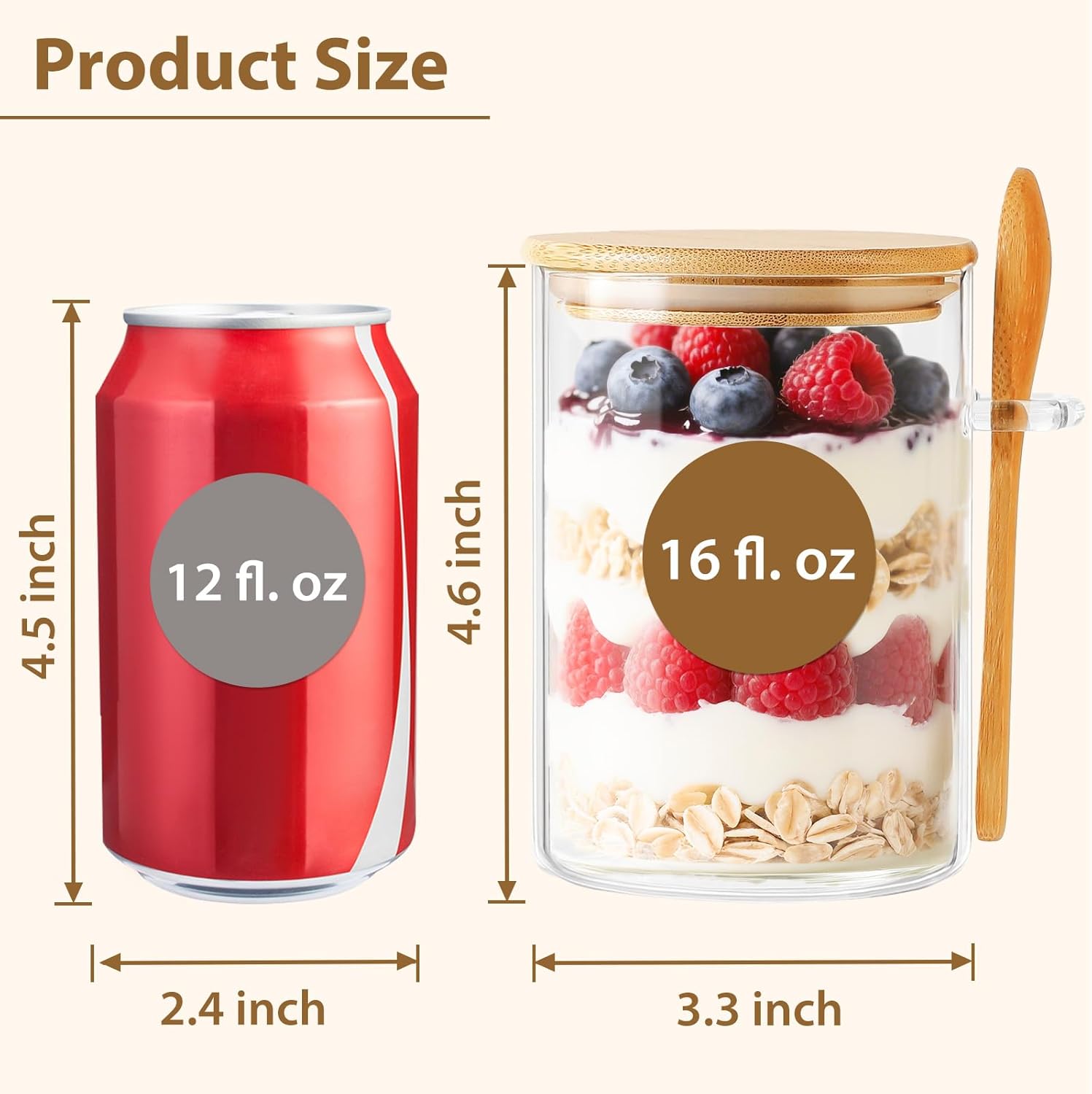 6 Pack Overnight Oats Containe - Meal Prep Jars With Lids 评论和价格