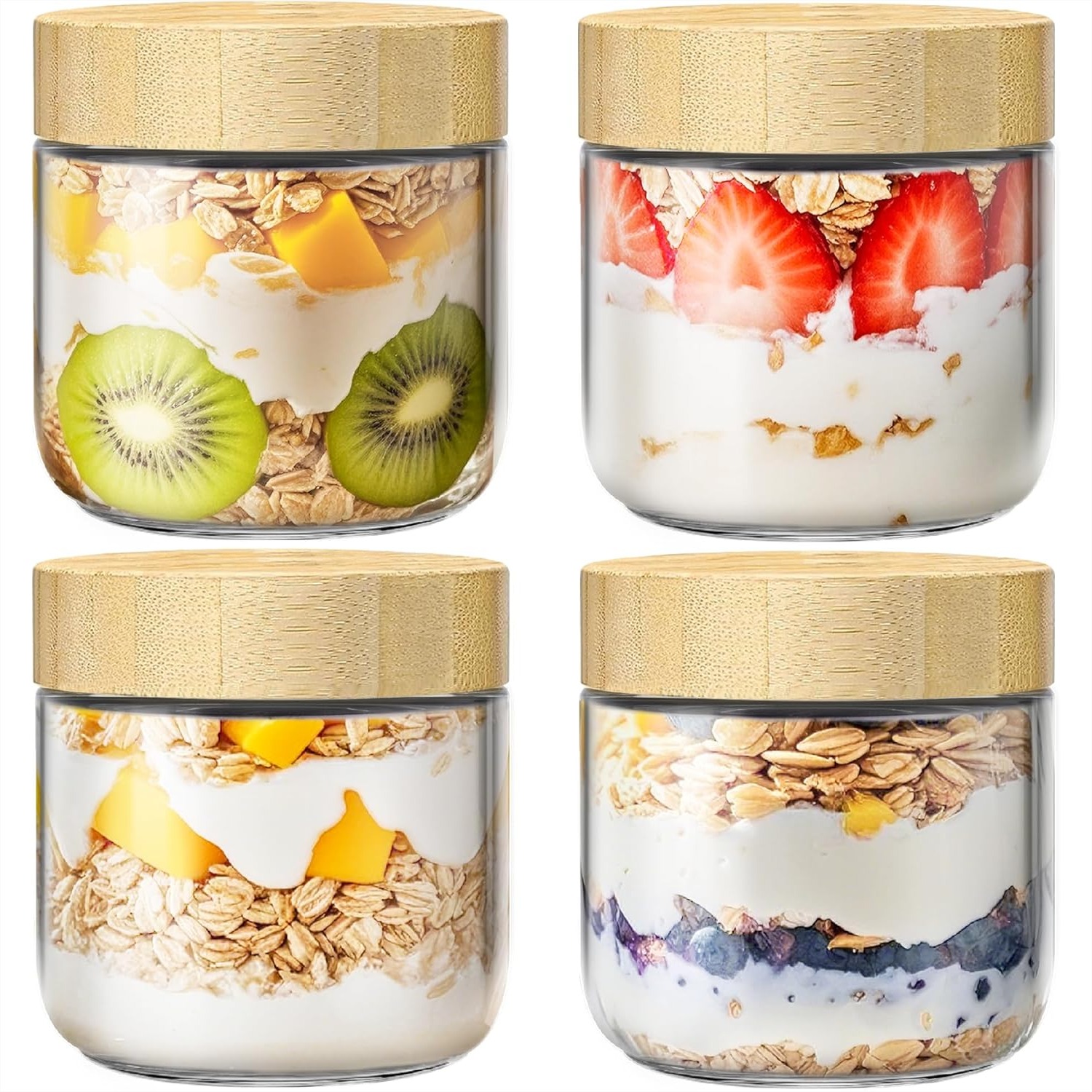 4 Pack 10oz Overnight Oats Con - Meal Prep Jars With Lids 评论和价格