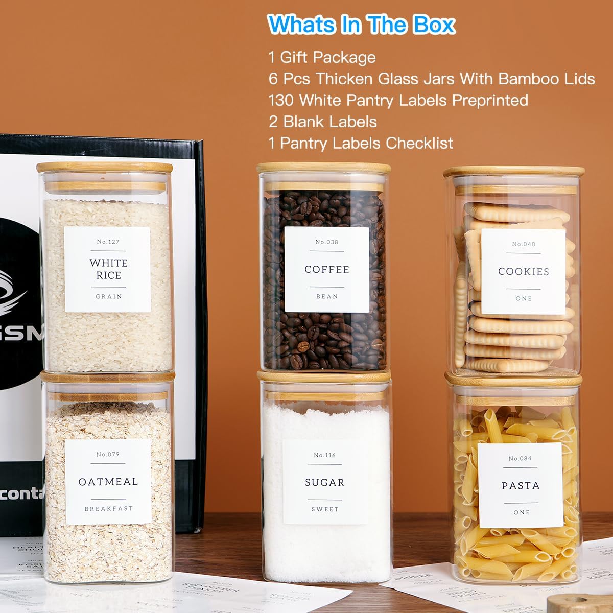 6 Pack Square Kitchen Storage  - Spice Jar Labels 评论和价格