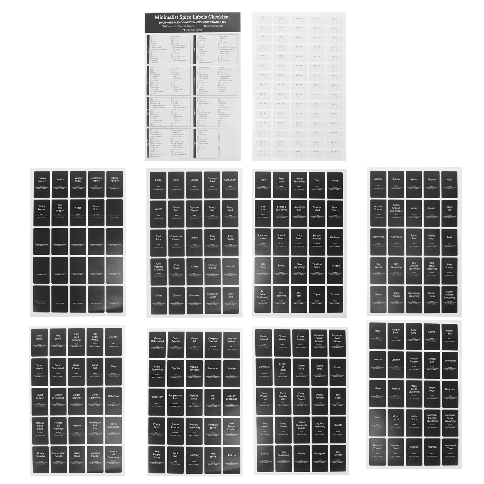 6 Sheets Spice Bottle Label St - Spice Jar Labels 评论和价格