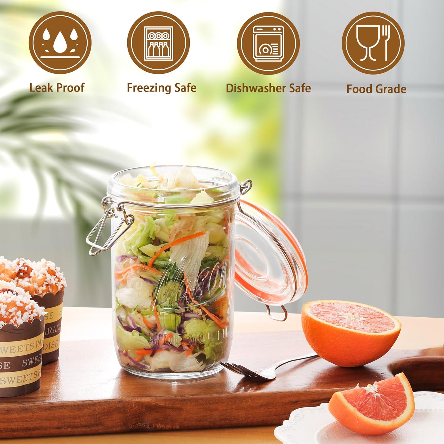24oz Wide Mouth    Jars – 6 Pa - Meal Prep Jars With Lids 评论和价格