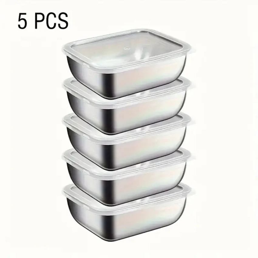 5pcs Stainless Steel Food Stor - Meal Prep Chef 评论和价格