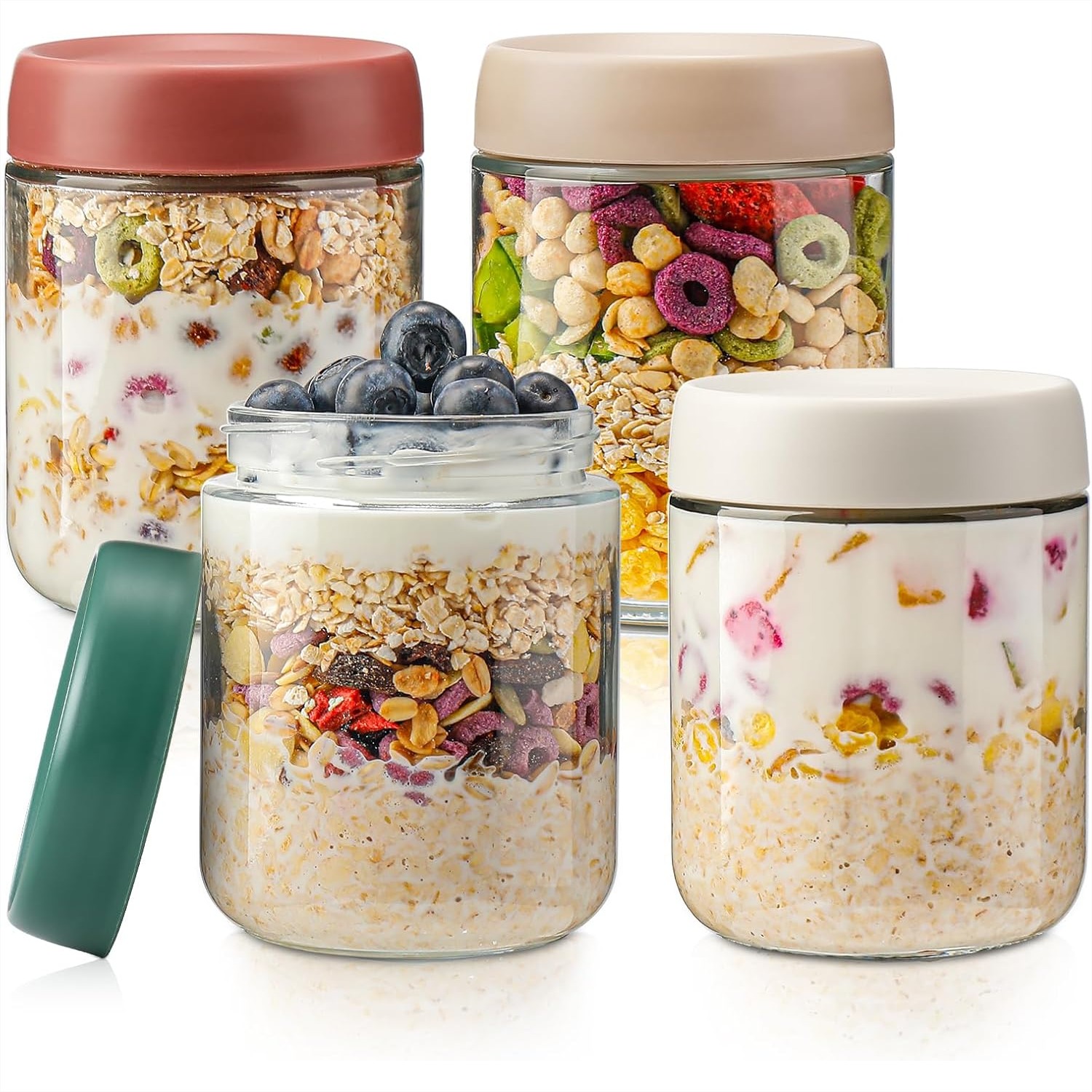 Glass Overnight Oats Container - Meal Prep Jars With Lids 评论和价格