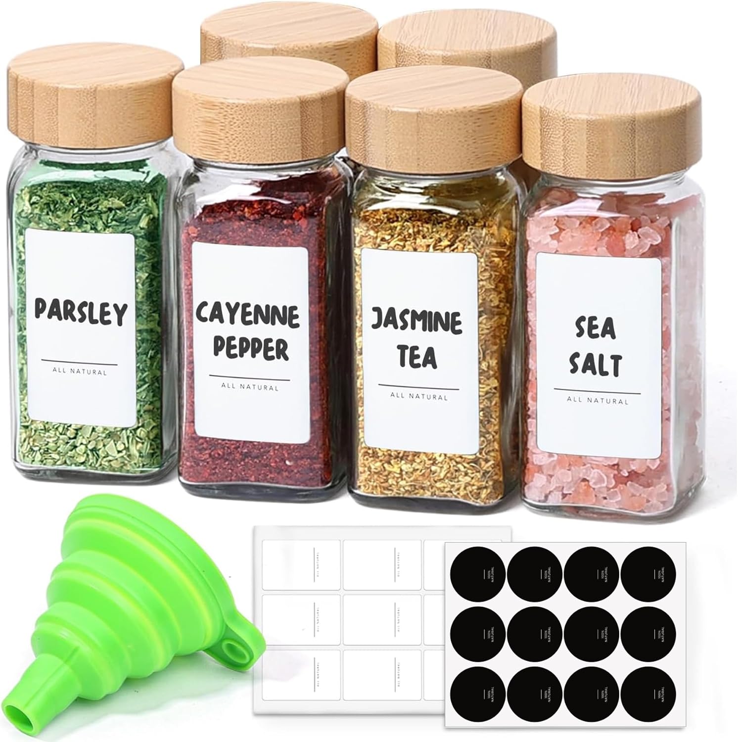 ComSaf 4 oz 6Pcs Glass Spice J - Spice Jar Labels 评论和价格