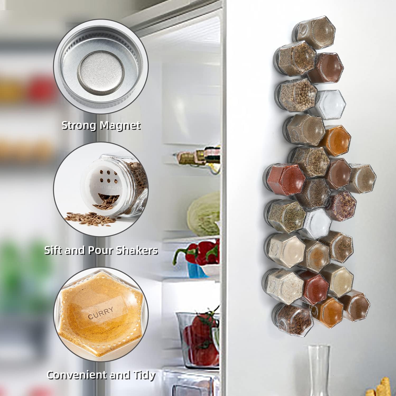 24 Hexagon Magnetic Spice Jars - Spice Jar Labels 评论和价格