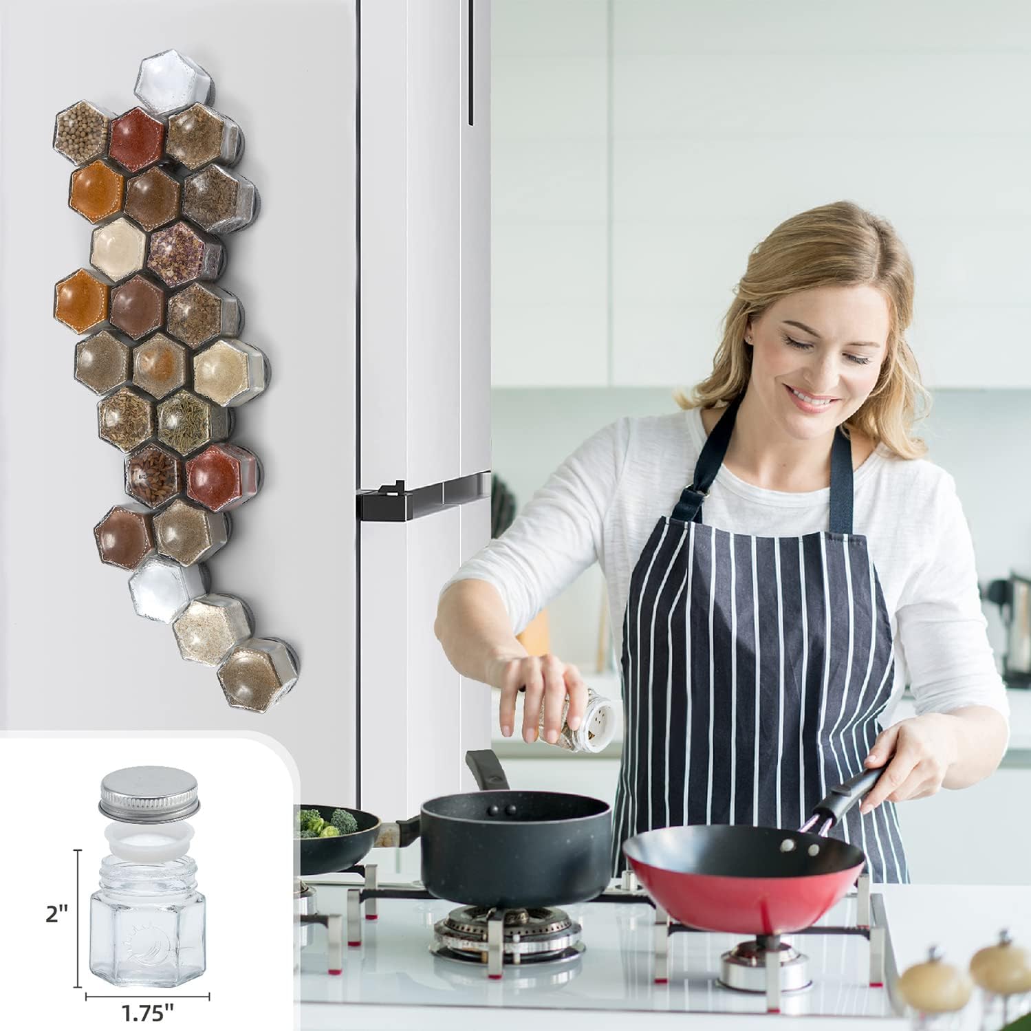 24 Hexagon Magnetic Spice Jars - Spice Jar Labels 评论和价格
