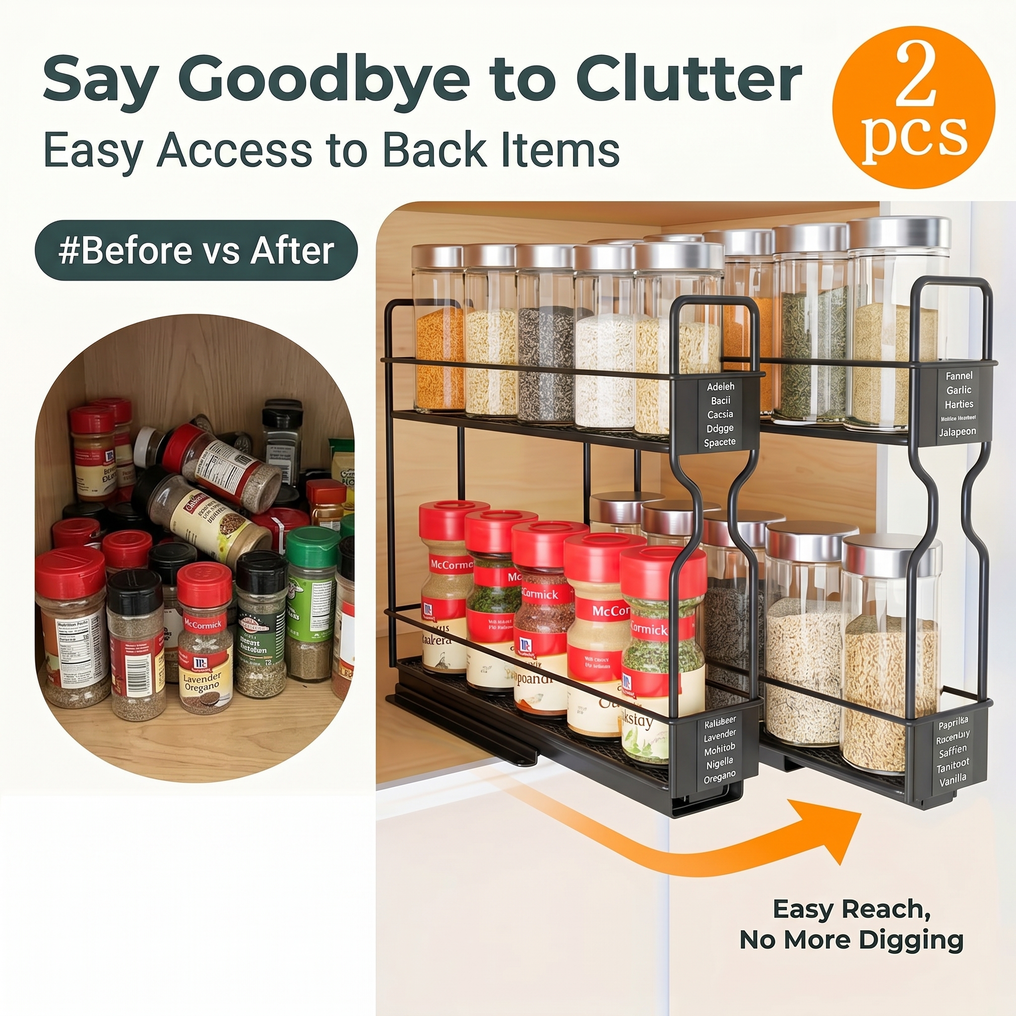 2-piece pull-out cabinet organ - Spice Jar Labels 评论和价格