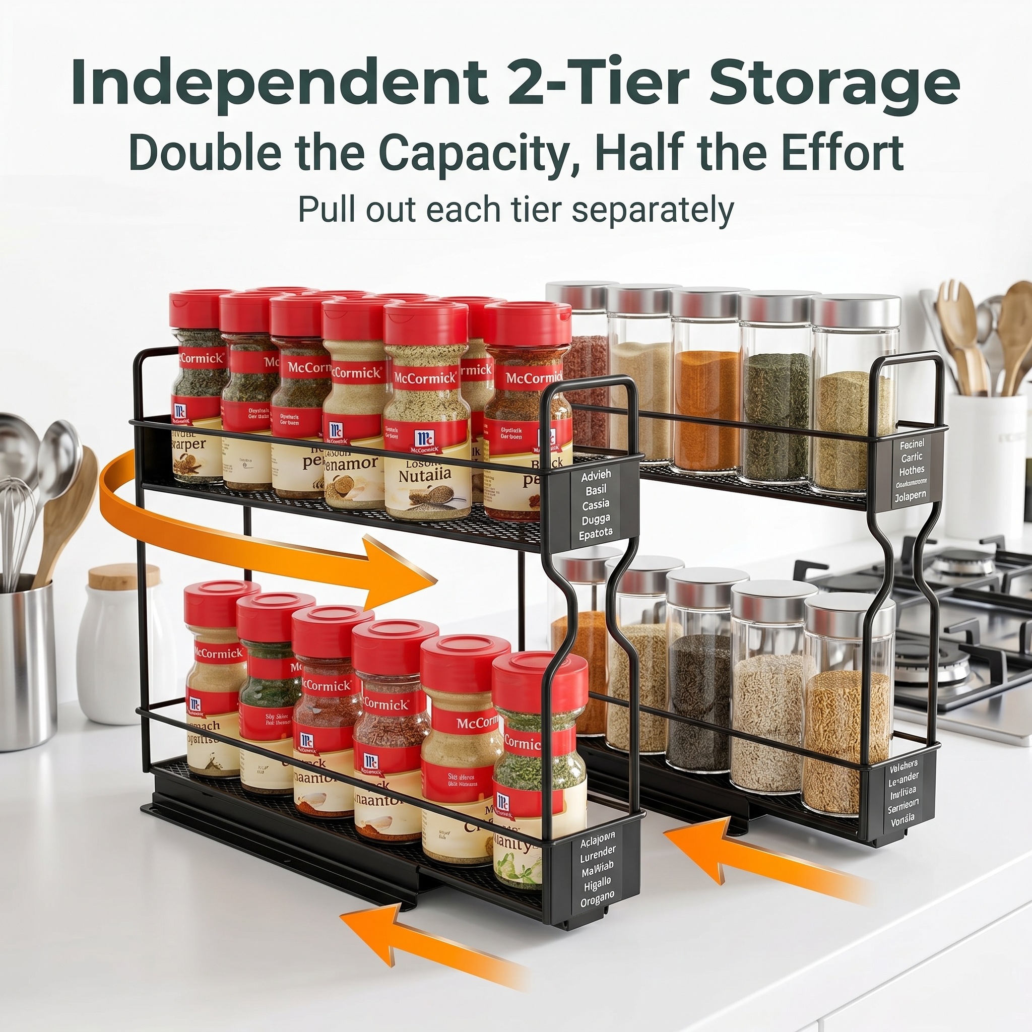 2-piece pull-out cabinet organ - Spice Jar Labels 评论和价格