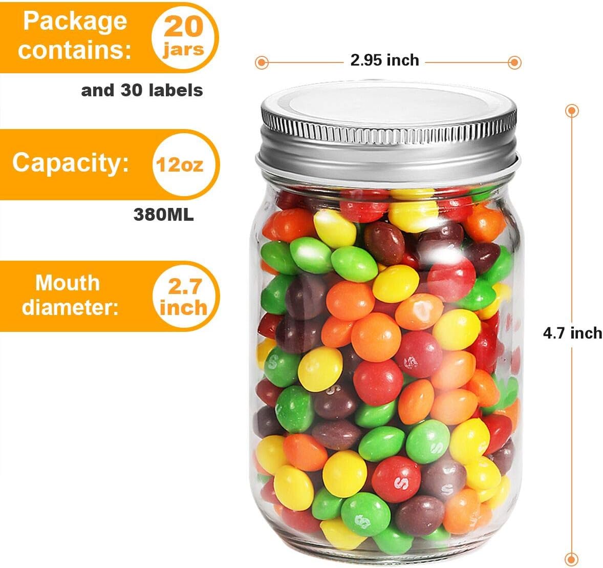 12oz Glass Jars With Lids Regu - Meal Prep Jars With Lids 评论和价格