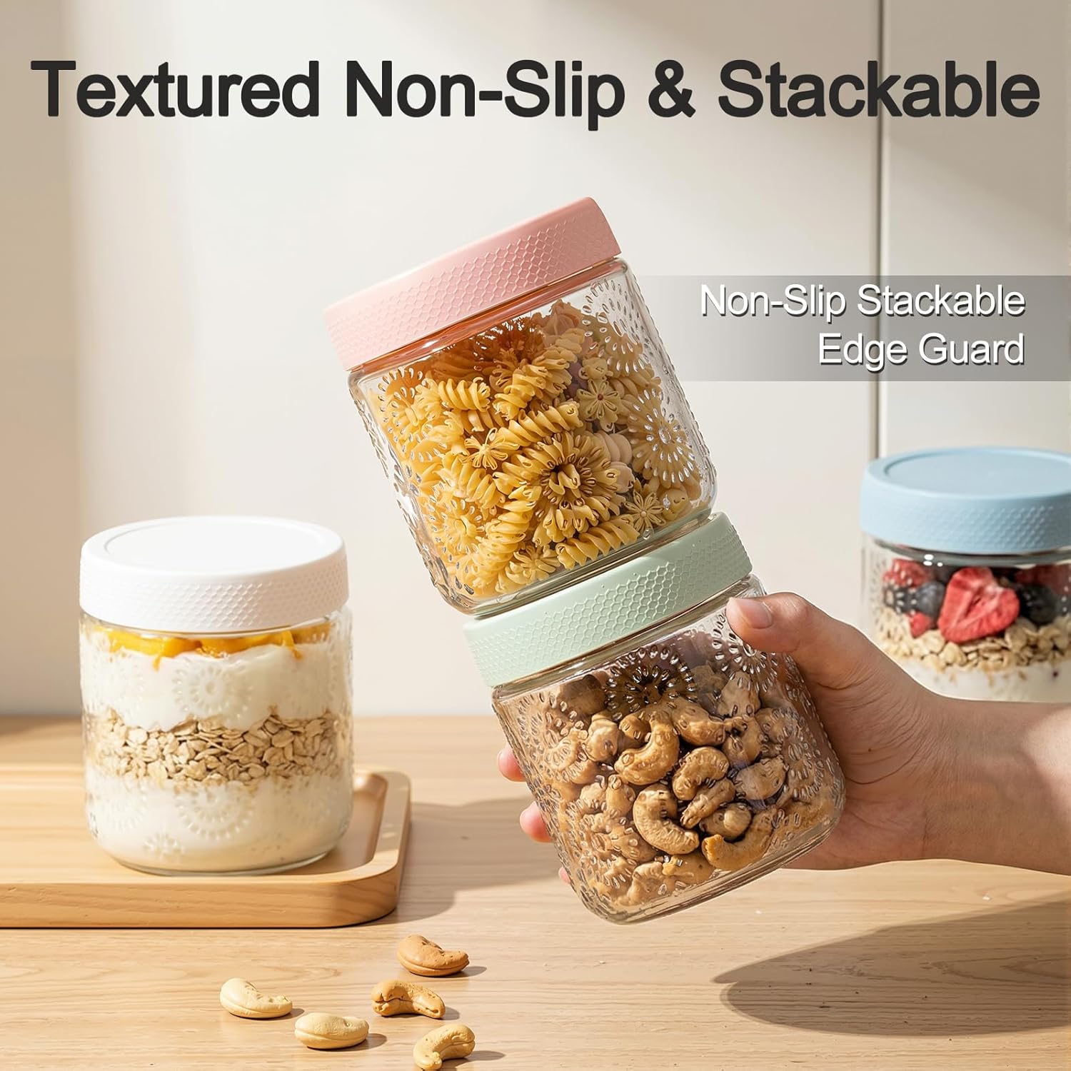 6 Pack 16 oz Overnight Oats Co - Meal Prep Jars With Lids 评论和价格