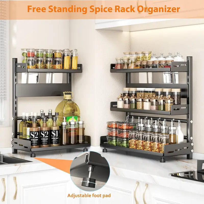 Adjustable Spice Storage Rack  - Spice Jar Labels 评论和价格