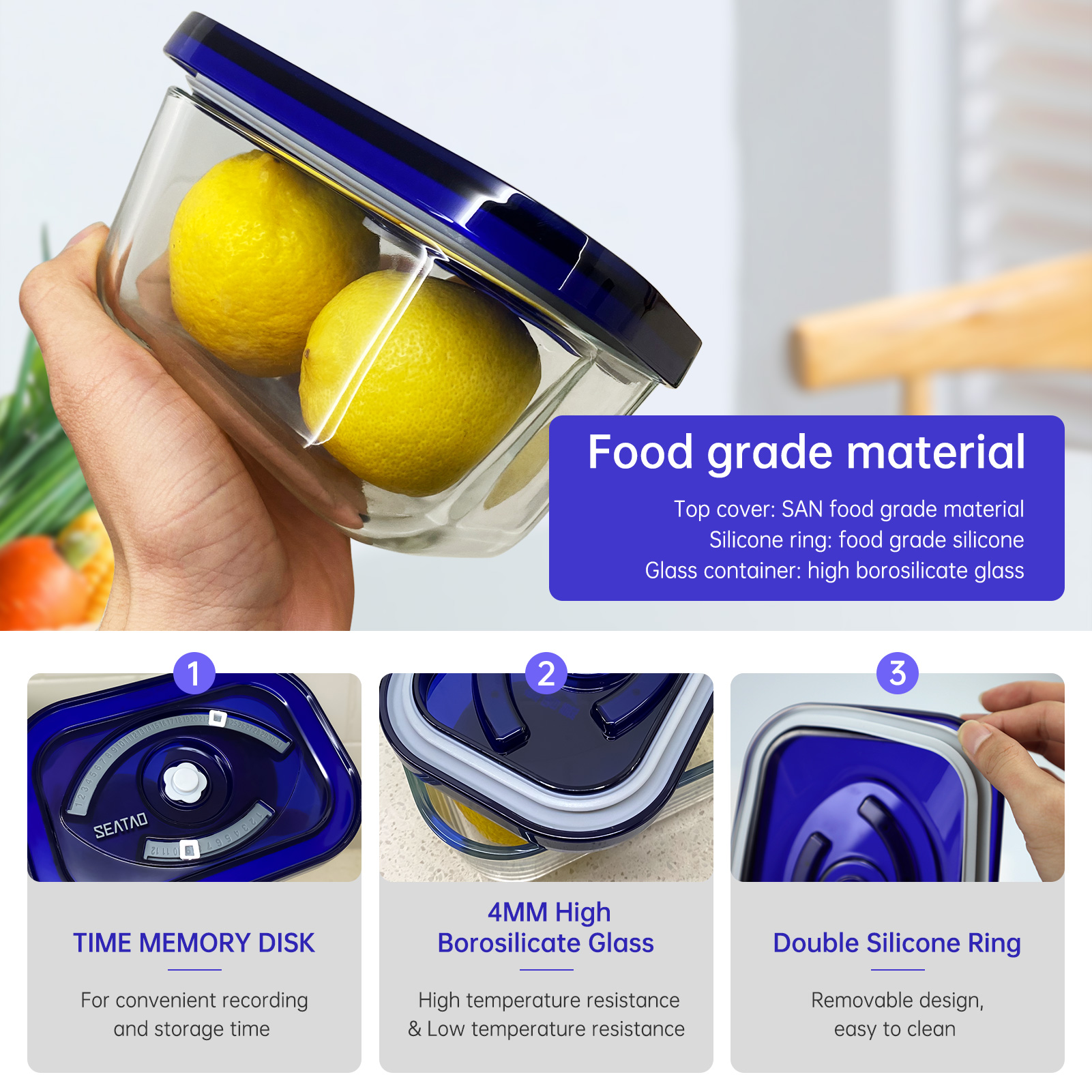 SEATAO Glass Food Storage Cont - Meal Prep Jars With Lids 评论和价格