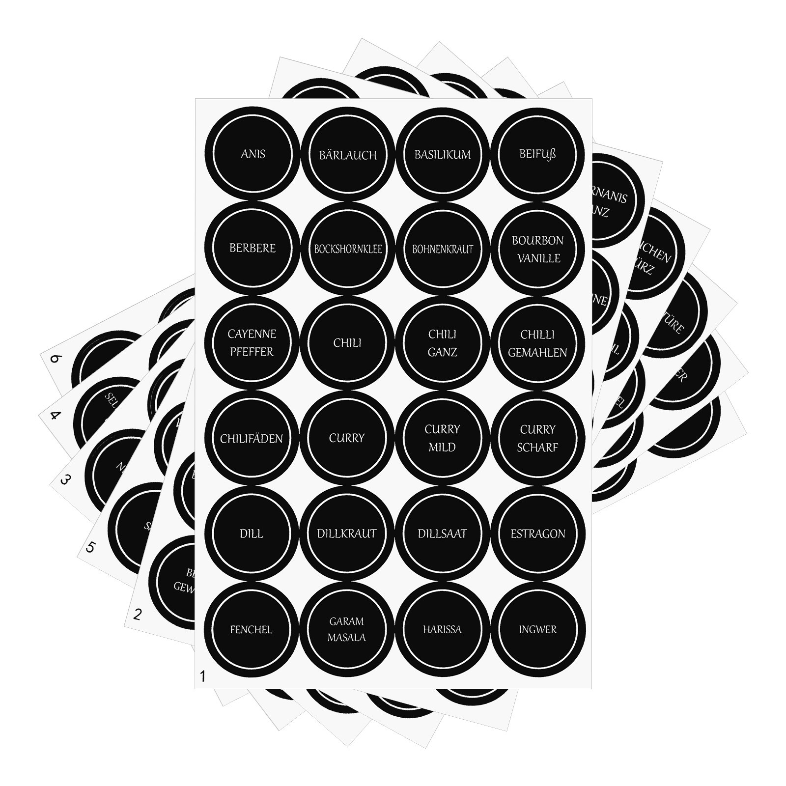 6 Sheets Round Spice Jar Label - Spice Jar Labels 评论和价格