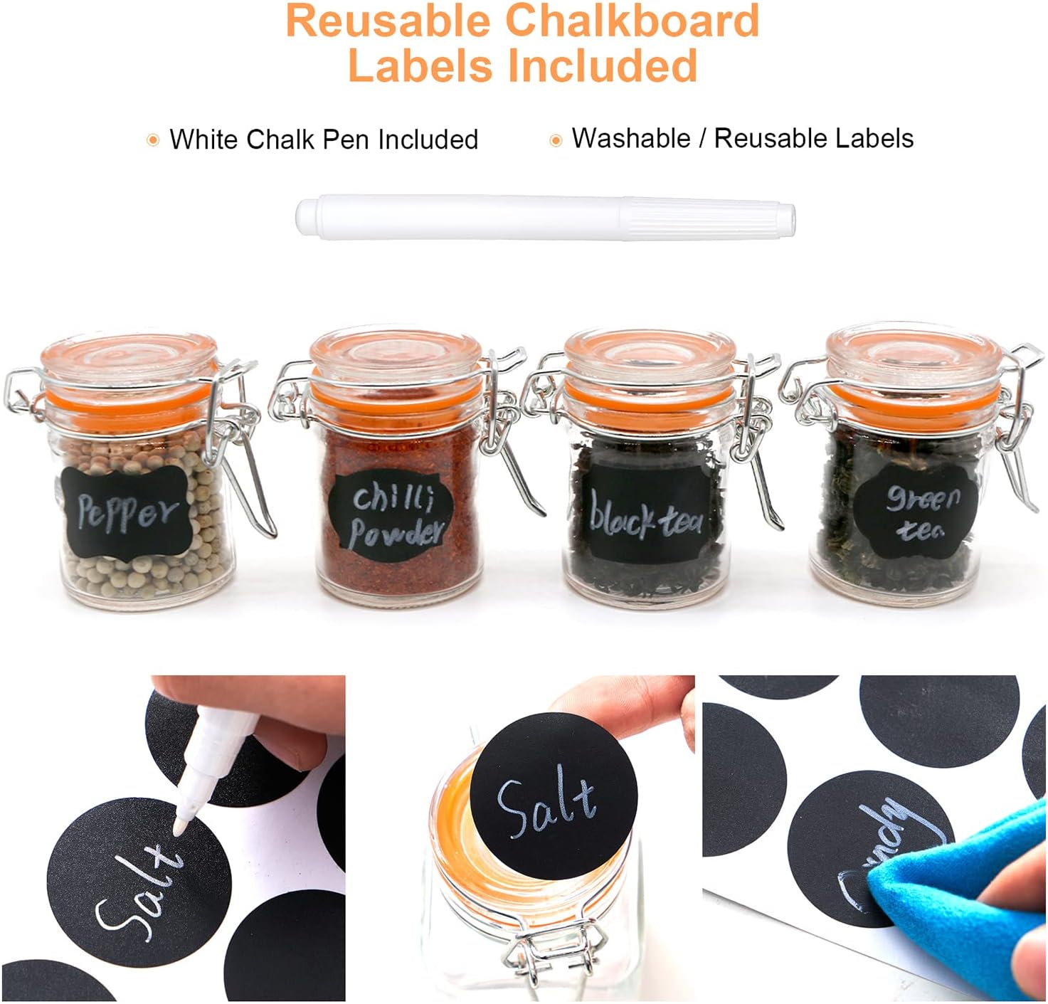1.7 oz Mini Glass Spice Jars w - Spice Jar Labels 评论和价格